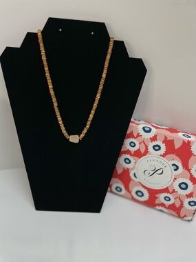 Plunder Tan Bead Necklace with Center Stone Accent